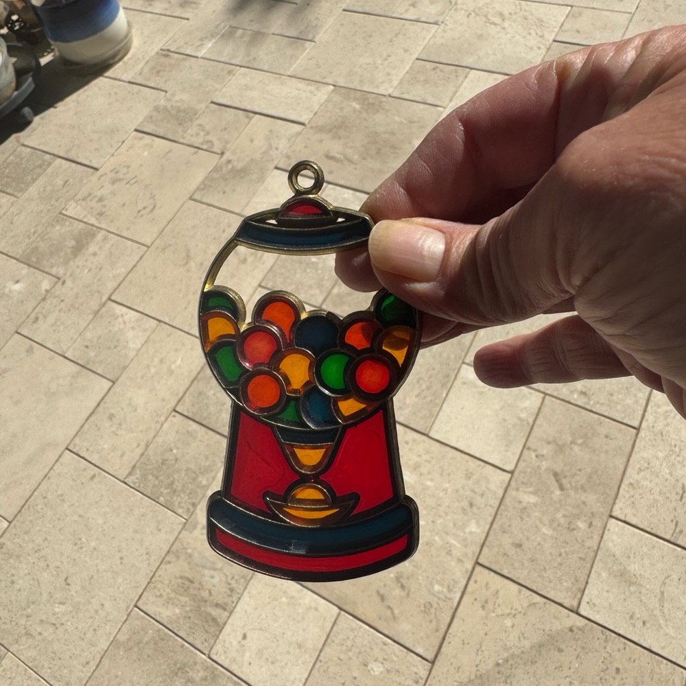 Retro Stained Glass Gumball Machine Ornament